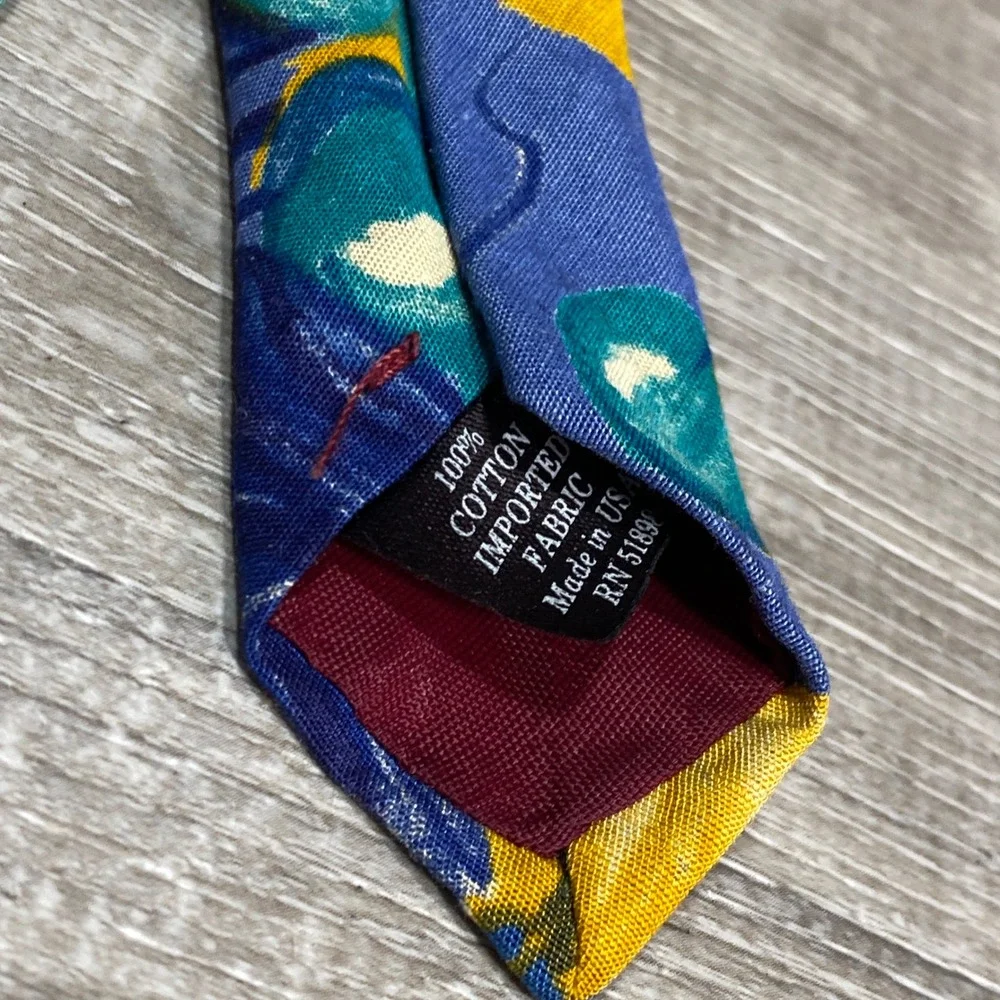 Banana Republic Necktie Men's Safari Floral Cotton Blue‎ Yellow